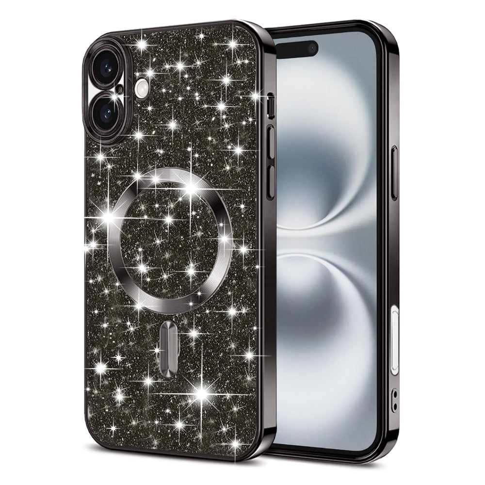 MagSafe futrola za Apple iPhone 16 Plus, Techsuit, Luxury Glitter, Crna