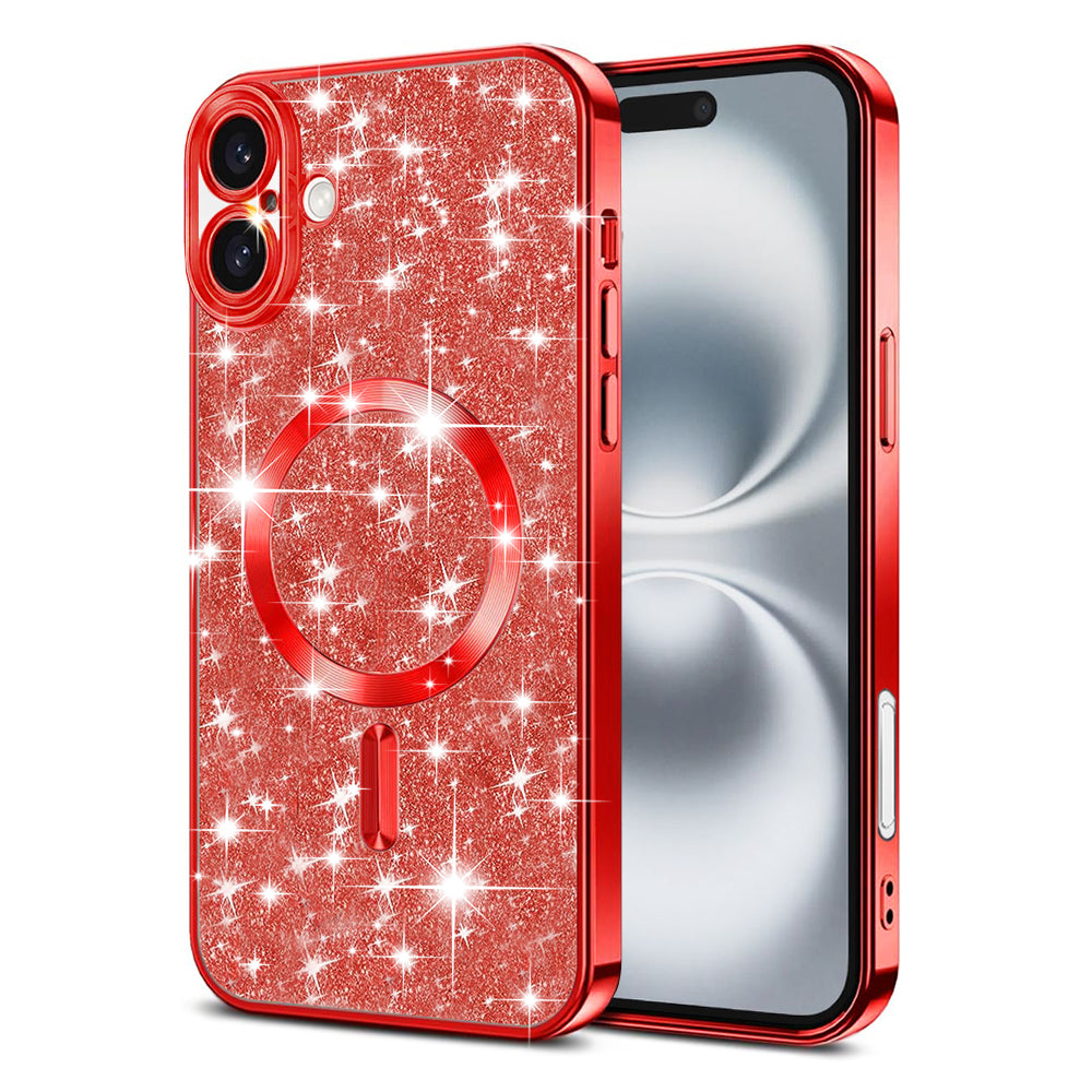 MagSafe futrola za Apple iPhone 16 Plus, Techsuit, Luxury Glitter, Crvena