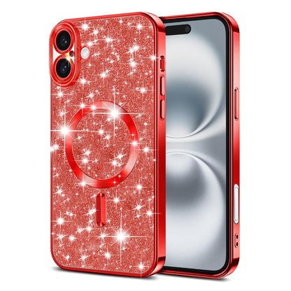 MagSafe futrola za Apple iPhone 16 Plus, Techsuit, Luxury Glitter, Crvena