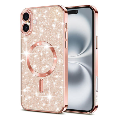 MagSafe futrola za Apple iPhone 16 Plus, Techsuit, Luxury Glitter, Roze Zlatna