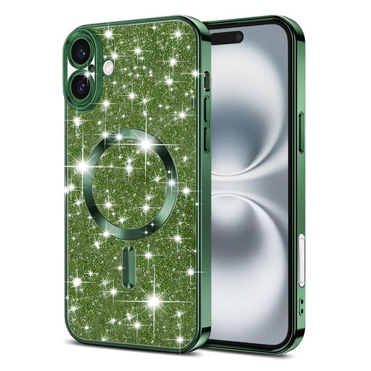 MagSafe futrola za Apple iPhone 16 Plus, Techsuit, Luxury Glitter, Tamno Zelena
