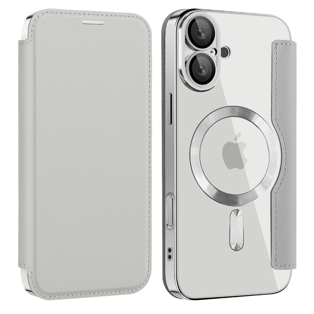 MagSafe futrola za Apple iPhone 16 Plus, Techsuit, SmartMag Book, Siva