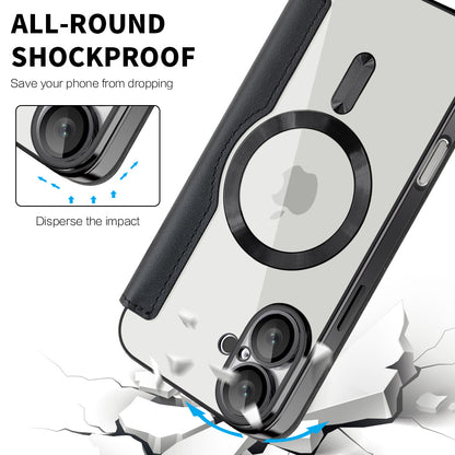 MagSafe futrola za Apple iPhone 16 Plus, Techsuit, SmartMag Book, Crna