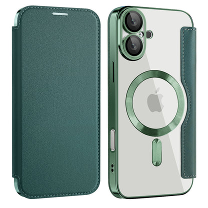 MagSafe futrola za Apple iPhone 16 Plus, Techsuit, SmartMag Book, Zelena