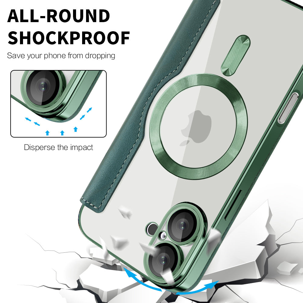 MagSafe futrola za Apple iPhone 16 Plus, Techsuit, SmartMag Book, Zelena