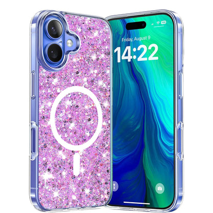 MagSafe futrola za Apple iPhone 16 Plus, Techsuit, Sparkly Glitter, Magenta