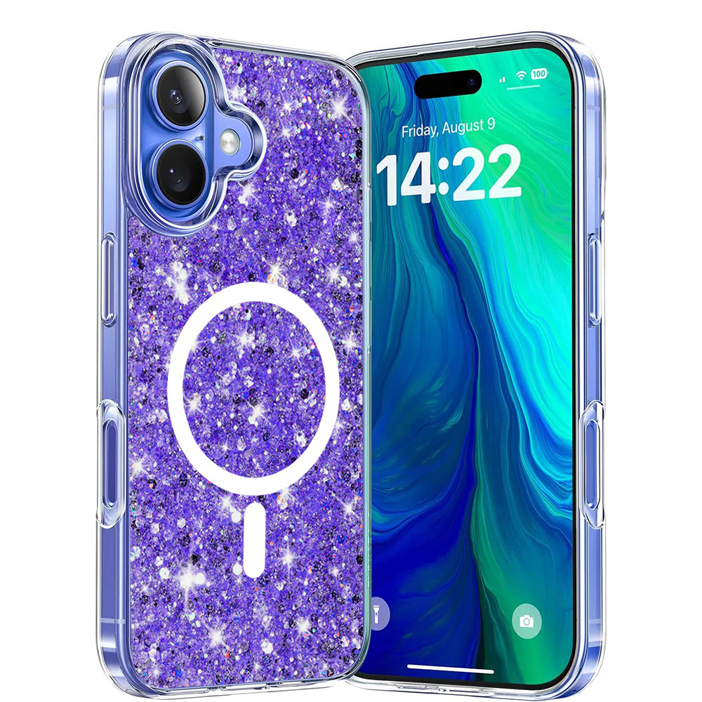 MagSafe futrola za Apple iPhone 16 Plus, Techsuit, Sparkly Glitter, Ljubičasta