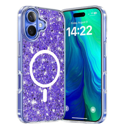 MagSafe futrola za Apple iPhone 16 Plus, Techsuit, Sparkly Glitter, Ljubičasta