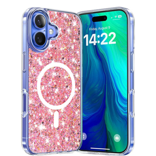 MagSafe futrola za Apple iPhone 16 Plus, Techsuit, Sparkly Glitter, Roze