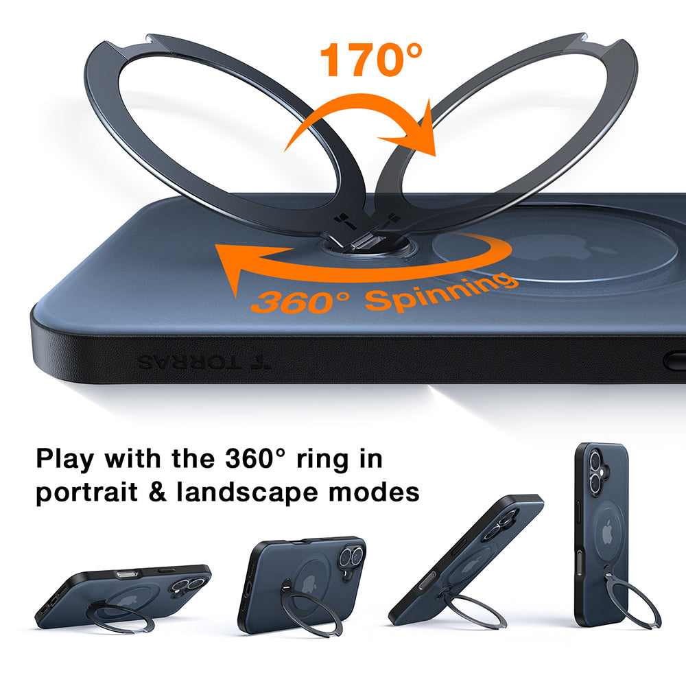 Futrola MagSafe za Apple iPhone 16 Plus, Torras, Ostand Spin, Crna