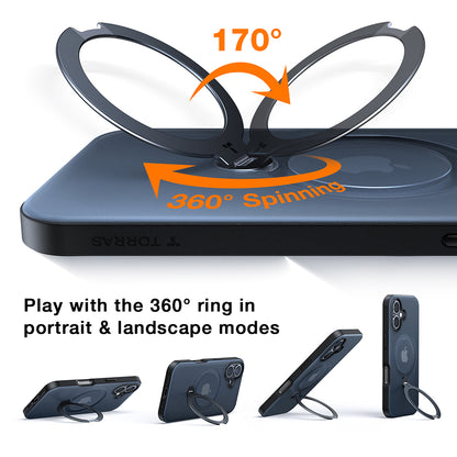 Futrola MagSafe za Apple iPhone 16 Plus, Torras, Ostand Spin, Crna