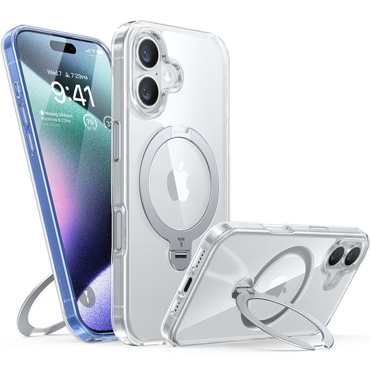 Husa MagSafe za Apple iPhone 16 Plus, Torras, Ostand Spin, Transparenta