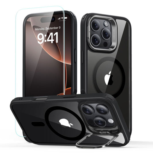 Husa MagSafe za Apple iPhone 16 Pro, ESR, Classic Hybrid Kickstand sa zaštitnikom ekrana, Crna Transparentna