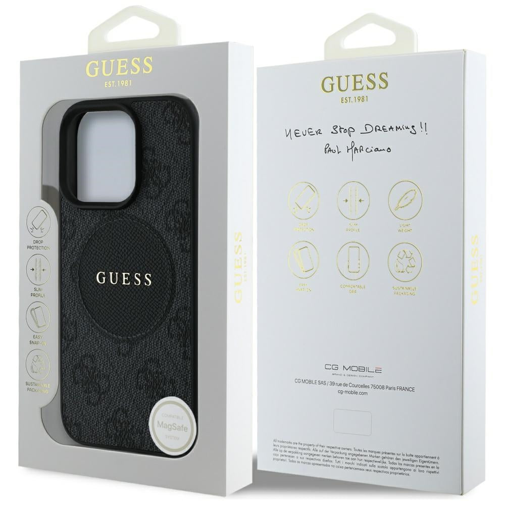 Futrola MagSafe za Apple iPhone 16 Pro, Guess, 4G Circle Classic Logo, Crna