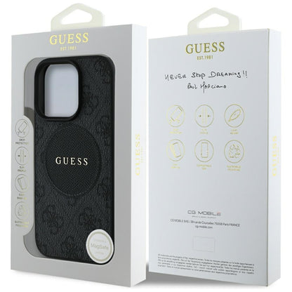 Futrola MagSafe za Apple iPhone 16 Pro, Guess, 4G Circle Classic Logo, Crna