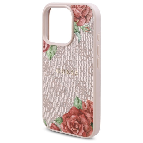 Futrola MagSafe za Apple iPhone 16 Pro, Guess, 4G Flowers Print, Roze