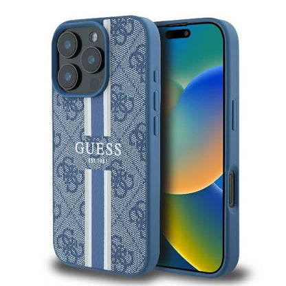 Futrola MagSafe za Apple iPhone 16 Pro, Guess, 4G Printed Stripes, Plava