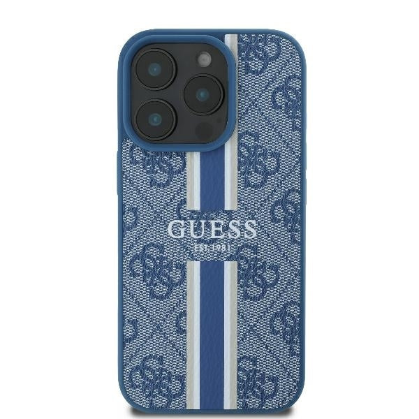 Futrola MagSafe za Apple iPhone 16 Pro, Guess, 4G Printed Stripes, Plava