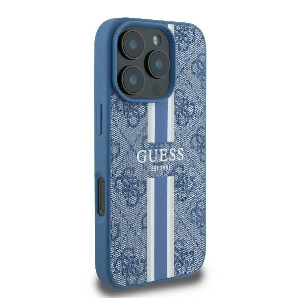 Futrola MagSafe za Apple iPhone 16 Pro, Guess, 4G Printed Stripes, Plava