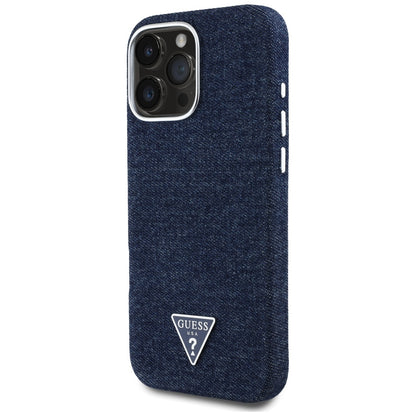 Futrola MagSafe za Apple iPhone 16 Pro, Guess, Denim Triangle Logo, Plava