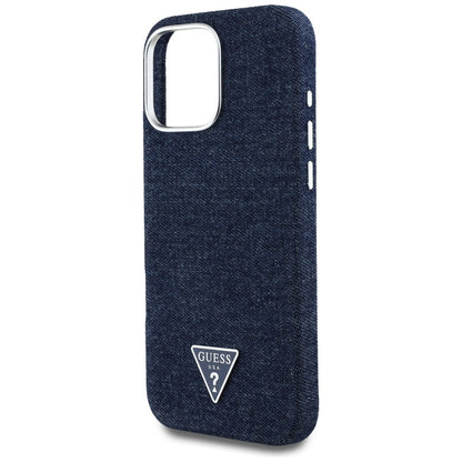 Futrola MagSafe za Apple iPhone 16 Pro, Guess, Denim Triangle Logo, Plava