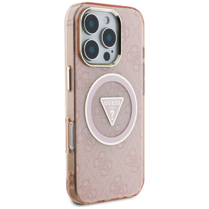 Futrola MagSafe za Apple iPhone 16 Pro, Guess, IML Glitter 4G Circle Triangle, Roze