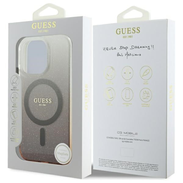 Futrola MagSafe za Apple iPhone 16 Pro, Guess, IML Glitter Gradient, Braon
