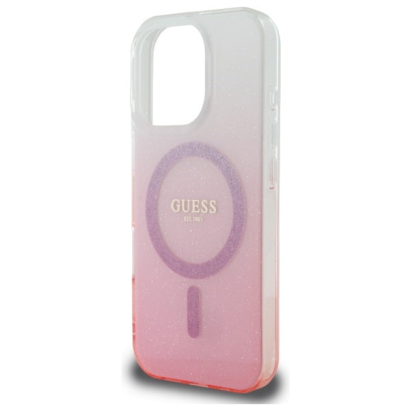 Futrola MagSafe za Apple iPhone 16 Pro, Guess, IML Glitter Gradient, Roze