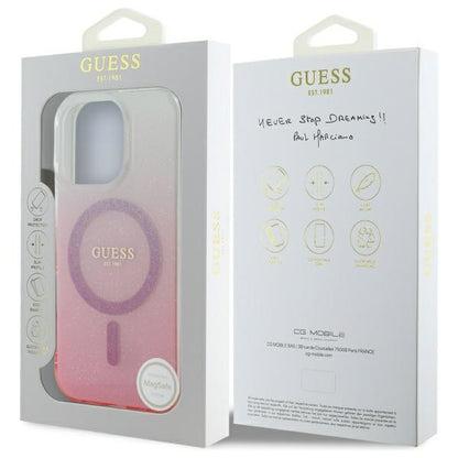 Futrola MagSafe za Apple iPhone 16 Pro, Guess, IML Glitter Gradient, Roze
