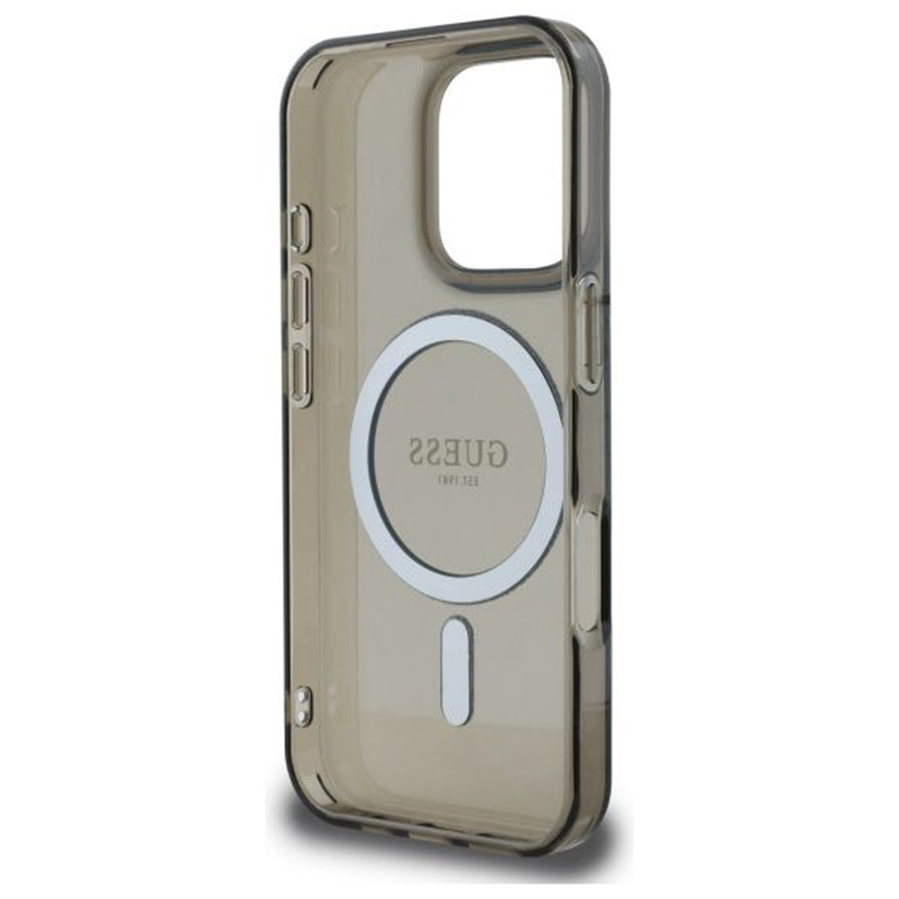 Husa MagSafe za Apple iPhone 16 Pro, Guess, IML Glitter Ring, Crna