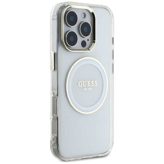 Futrola MagSafe za Apple iPhone 16 Pro, Guess, IML Metal Colored Circle, Bela