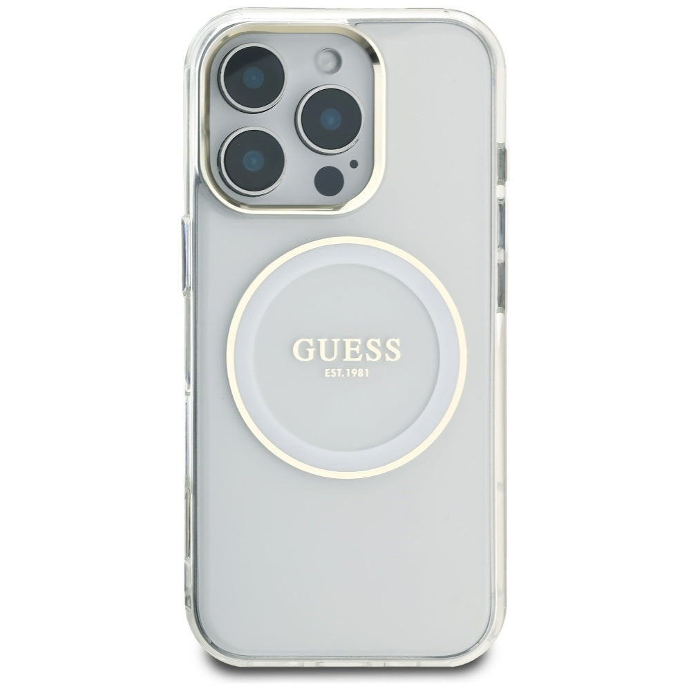 Futrola MagSafe za Apple iPhone 16 Pro, Guess, IML Metal Colored Circle, Bela