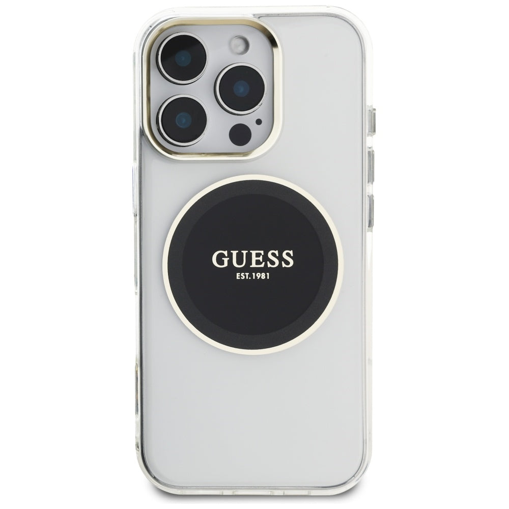 Futrola MagSafe za Apple iPhone 16 Pro, Guess, IML Metal Colored Circle, Crna