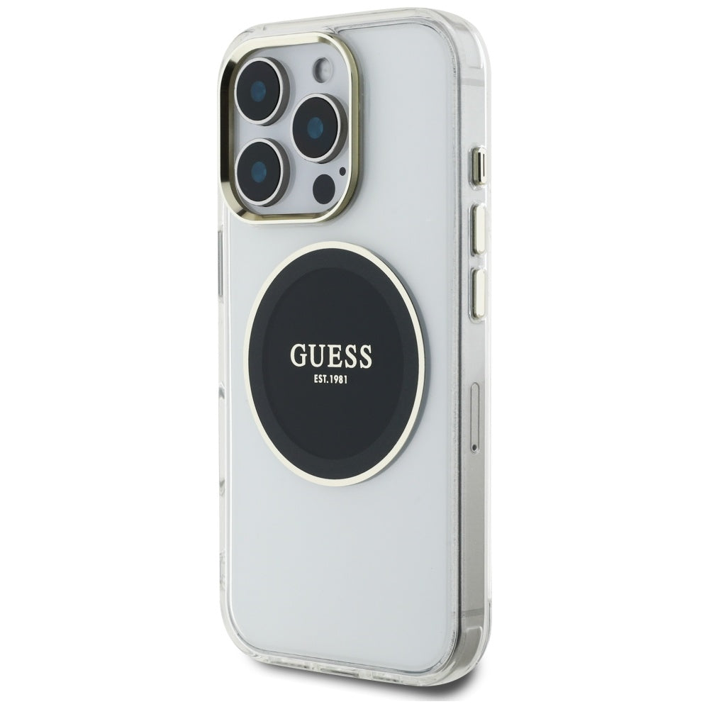 Futrola MagSafe za Apple iPhone 16 Pro, Guess, IML Metal Colored Circle, Crna