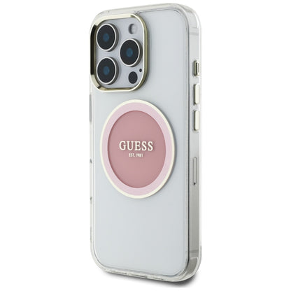 Futrola MagSafe za Apple iPhone 16 Pro, Guess, IML Metal Colored Circle, Roze
