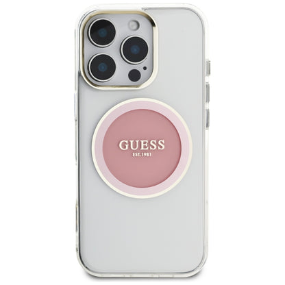 Futrola MagSafe za Apple iPhone 16 Pro, Guess, IML Metal Colored Circle, Roze