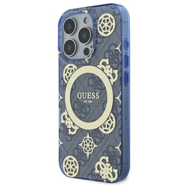 Futrola MagSafe za Apple iPhone 16 Pro, Guess, IML Peony On 4G Background, Plava