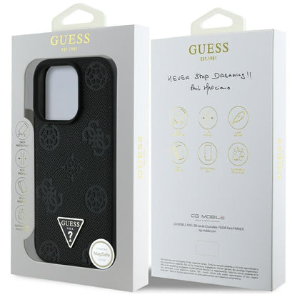 Futrola MagSafe za Apple iPhone 16 Pro, Guess, Peony Grained Hot Stamp Triangle, Crna