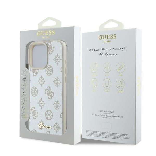 Futrola MagSafe za Apple iPhone 16 Pro, Guess, Peony Script, Bela