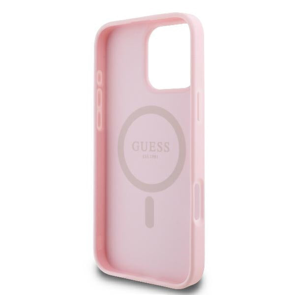 Futrola MagSafe za Apple iPhone 16 Pro, Guess, Peony Script, Roze