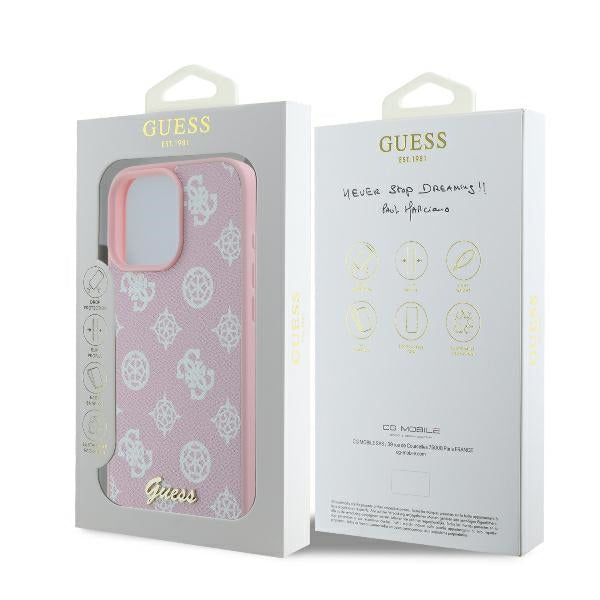 Futrola MagSafe za Apple iPhone 16 Pro, Guess, Peony Script, Roze