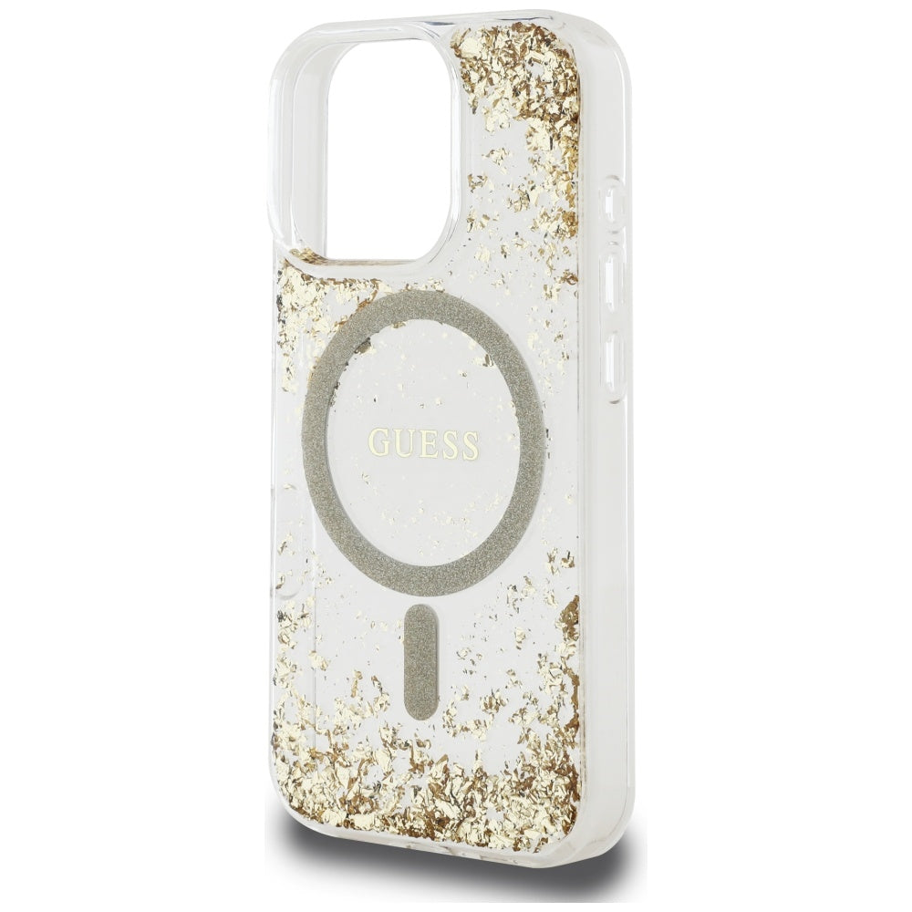 Futrola MagSafe za Apple iPhone 16 Pro, Guess, Resin Bottom Glitter, Zlatna