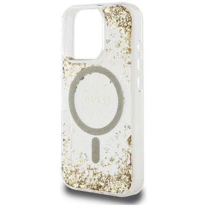 Futrola MagSafe za Apple iPhone 16 Pro, Guess, Resin Bottom Glitter, Zlatna