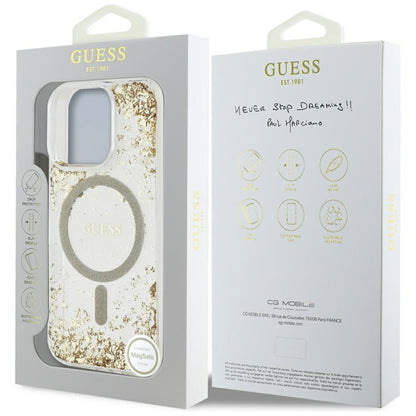 Futrola MagSafe za Apple iPhone 16 Pro, Guess, Resin Bottom Glitter, Zlatna