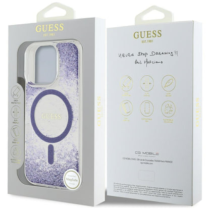 Husa MagSafe za Apple iPhone 16 Pro, Guess, Resin Bottom Glitter, Ljubičasta