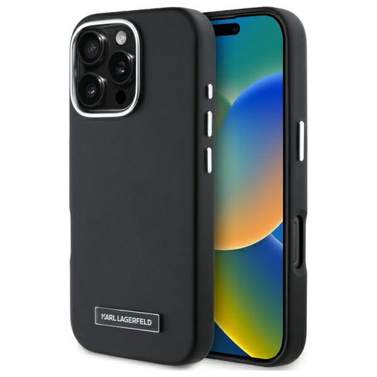 Futrola MagSafe za Apple iPhone 16 Pro, Karl Lagerfeld, FW Metal Plate, Crna