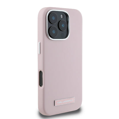 Futrola MagSafe za Apple iPhone 16 Pro, Karl Lagerfeld, FW Metal Plate, Roze