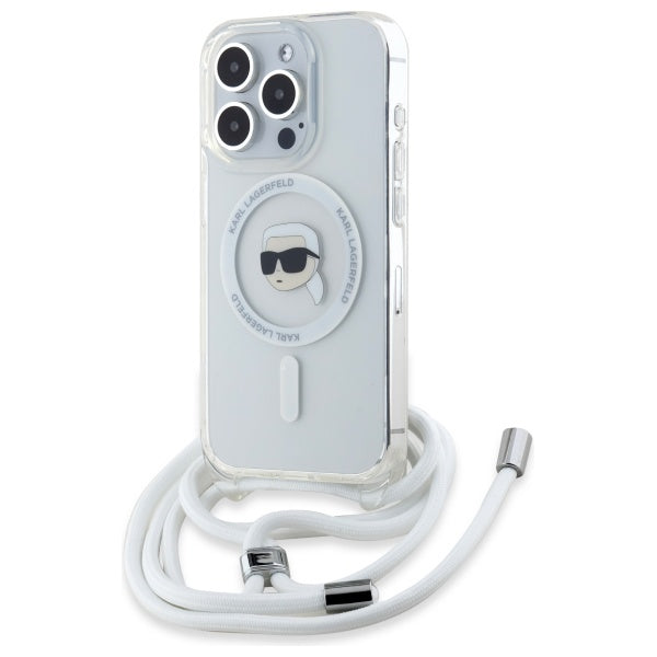 Futrola MagSafe za Apple iPhone 16 Pro, Karl Lagerfeld, IML Crossbody Karl's Head, Transparentna