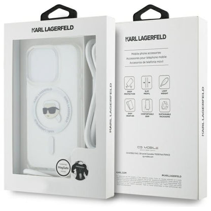 Futrola MagSafe za Apple iPhone 16 Pro, Karl Lagerfeld, IML Crossbody Karl's Head, Transparentna