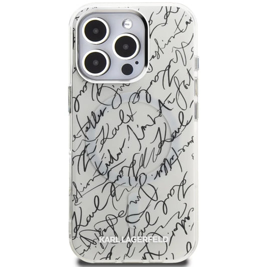 Futrola MagSafe za Apple iPhone 16 Pro, Karl Lagerfeld, IML Karl Script Pattern, Bela